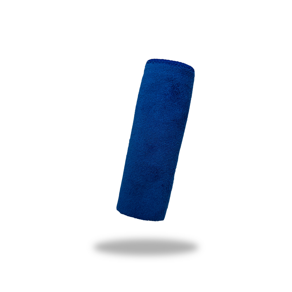 Rolled blue microfiber cloth for cleaning and dusting in INTERIOR use isolated on white background