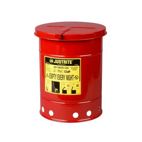 1484109-00-A Floor Oily Waste Can 6 gal Galvanized Steel Red Hand Operated Self Closing