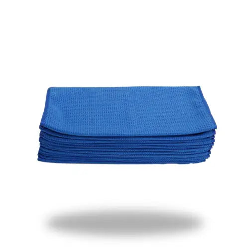 Blue Waffle Weave Microfiber Glass Cleaning Towel. 16X24 - AutoRenu 