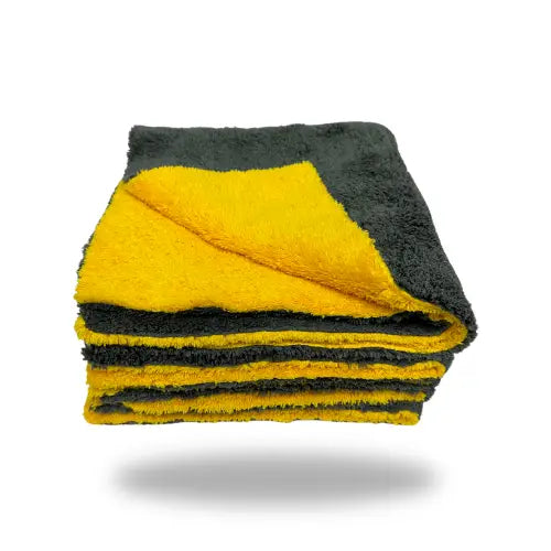 Dual-Faced Yellow/Grey 700 GMS Microfiber Towels. 16x16 - AutoRenu 