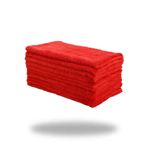 Red Microfiber Buffing Towels. Edgeless. 16X16 450 GSM. 2 - AutoRenu 