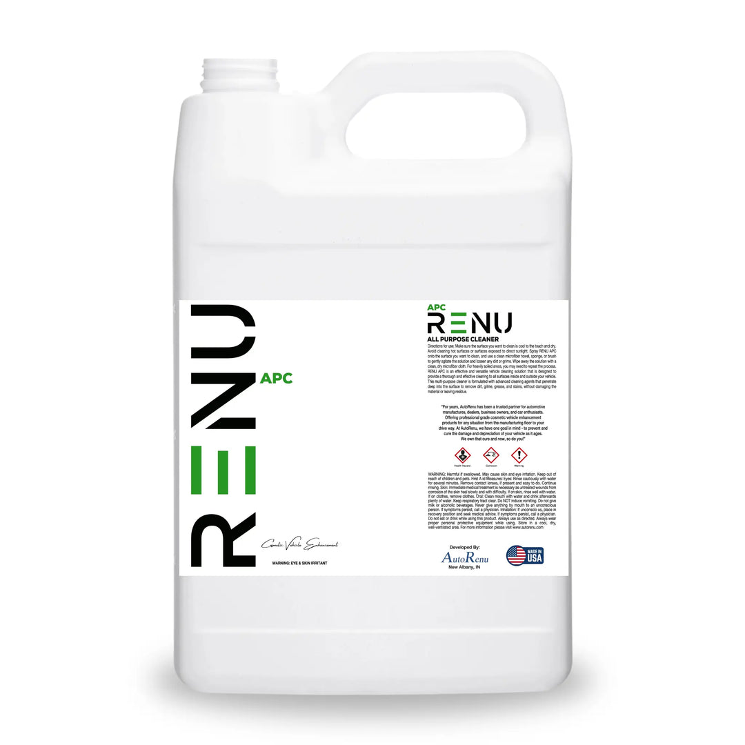 AutoRenu APC vehicle cleaning solution in a 1-gallon white plastic jug with black label, designed for automotive cleaning tasks.