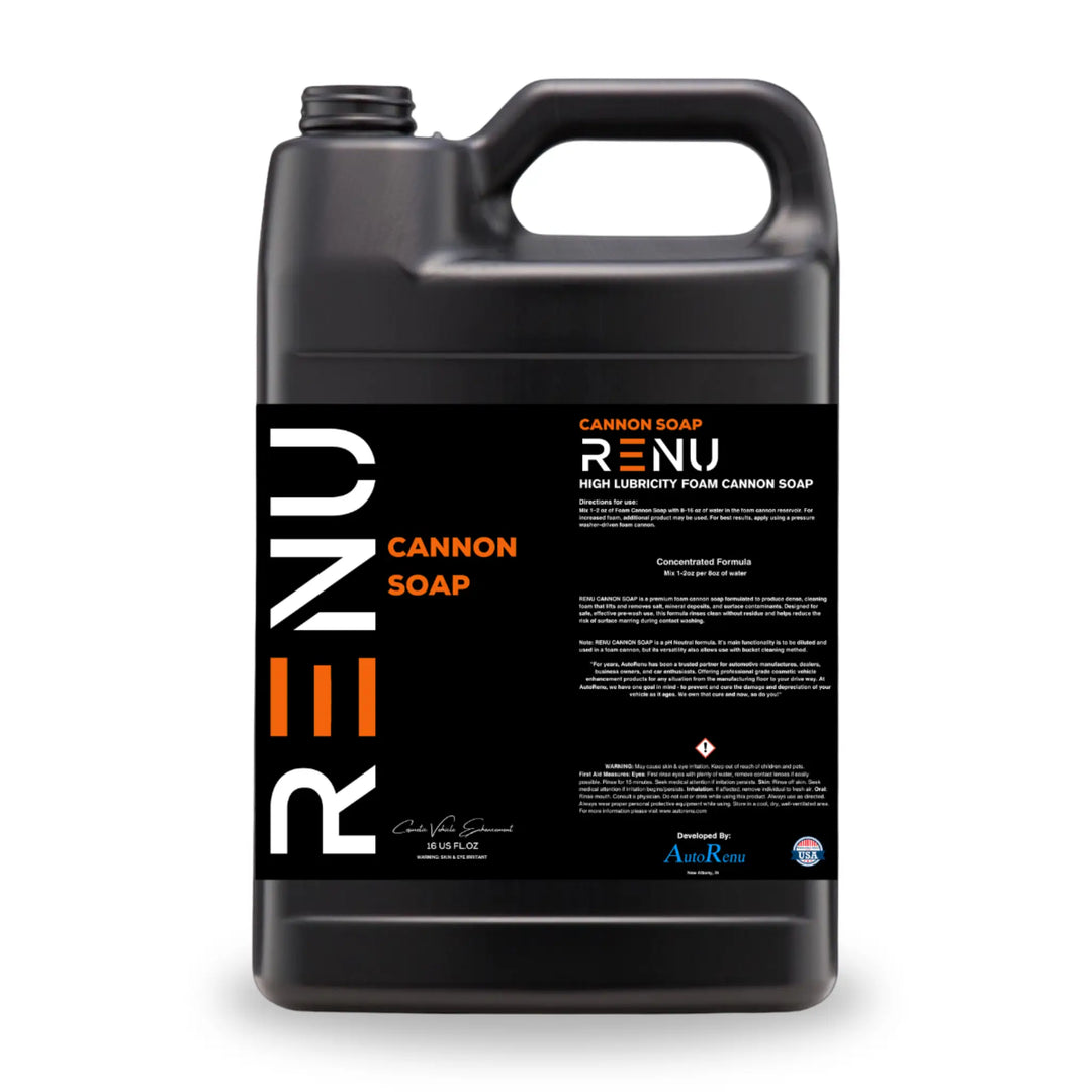 AutoRenu Canon Soap vehicle cleaning solution in a 16oz bottle, ideal for car wash and exterior detailing.