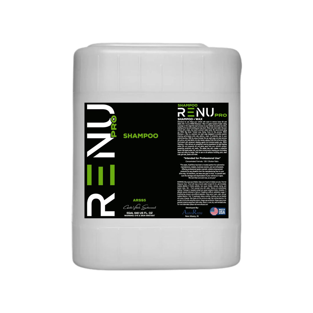 AutoRenu vehicle cleaning shampoo and wax in a 16oz bottle, designed for car detailing and restoring shine.