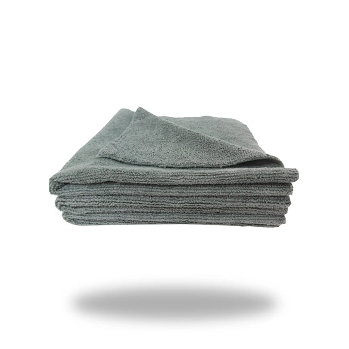 Grey Edgeless 16 AutoRenu microfiber vehicle cleaning cloth, soft slate gray for gentle, effective car cleaning.