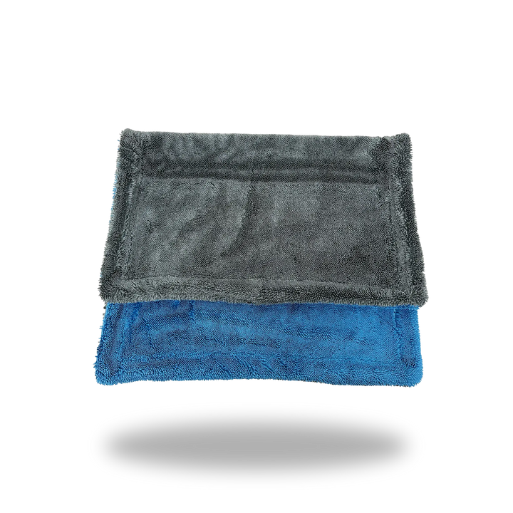 AutoRenu Twisted Loop Dual-Face Microfiber Drying Towel for vehicle cleaning, showing the dark soft microfiber surface with twisted loops.