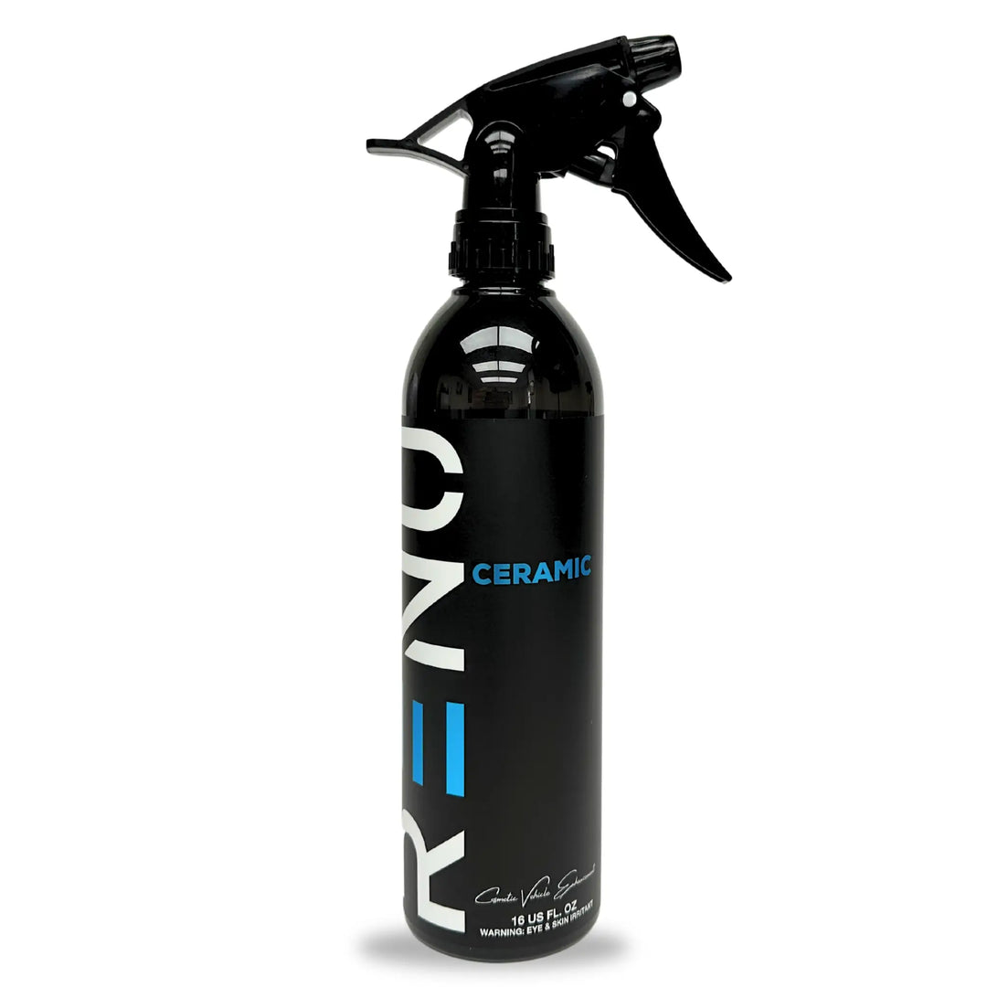 Black spray bottle labeled Ceramic Coating Wax with a trigger nozzle for easy application