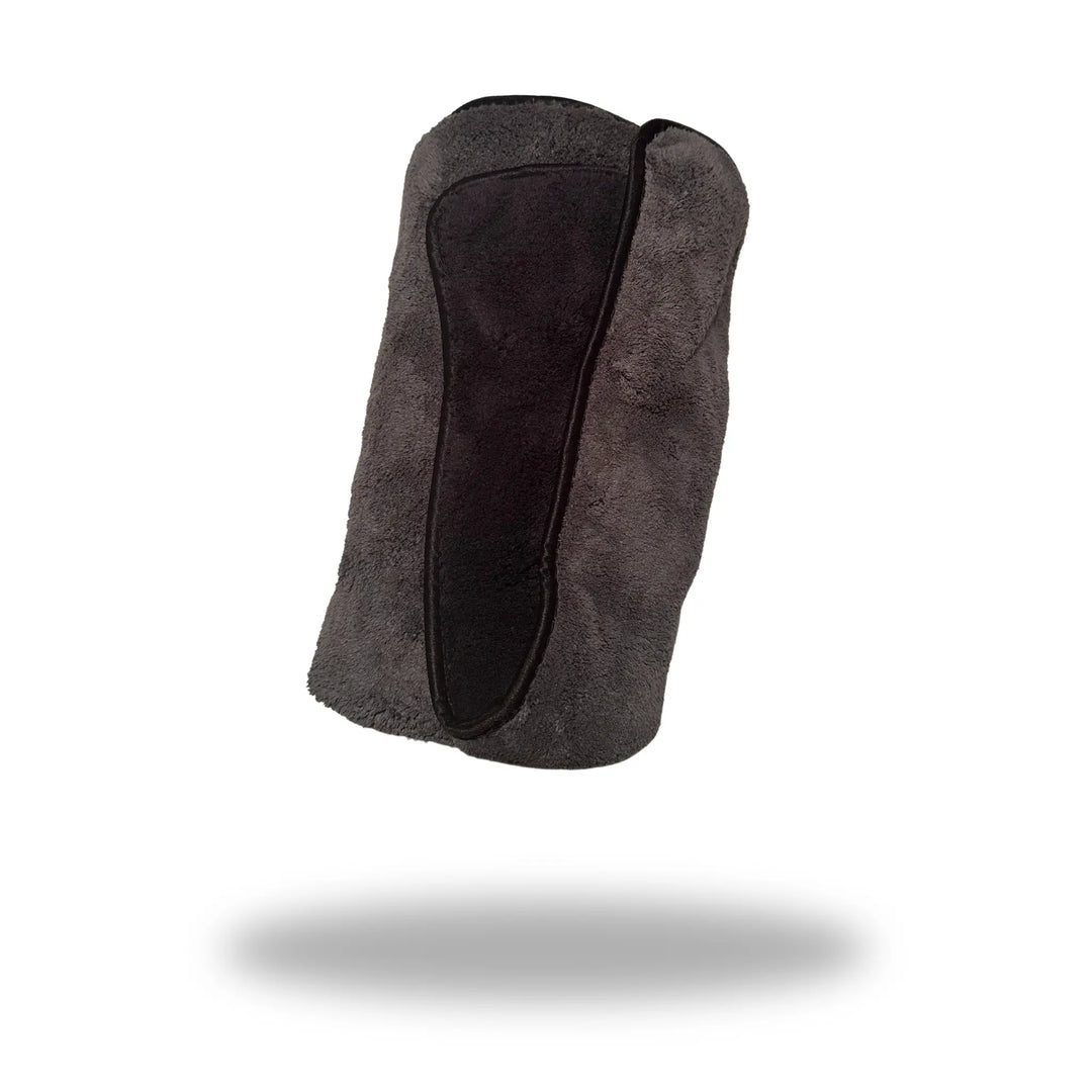 Plush Dual-Faced Drying Towel 25"x36" in dark gray, showing soft, thick, absorbent fabric with two different textures.