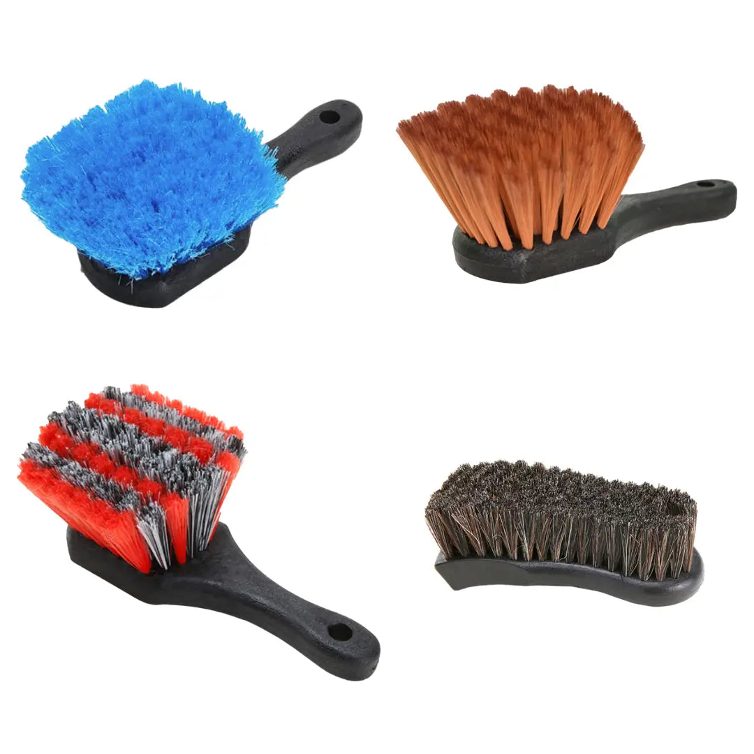 RENU Ultimate Detail Brush Kit with four different brushes featuring various bristle colors and black handles on white background