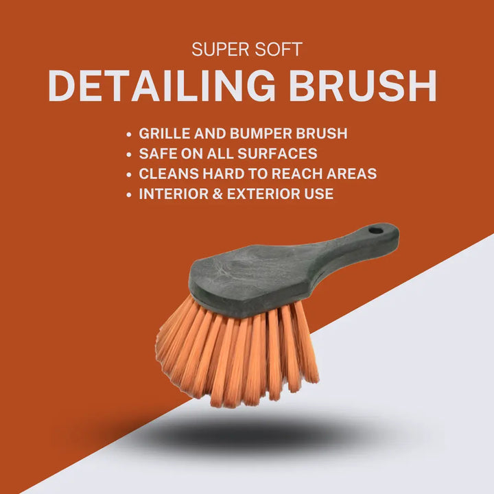 RENU Ultimate Detail Brush Kit soft orange bristles brush for grille, bumper, interior, and exterior cleaning.